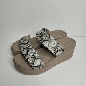 Crocs LiteRide Platform Wedge Strappy Sandal Snakeskin Print Women's - Size 9